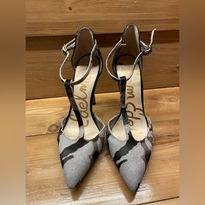 Sam Edelman Cow Fur Camo Shoes Pointed Toe Heels Pumps Size 7.5